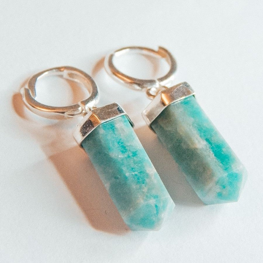 Amazonite Tip Hoop Earring