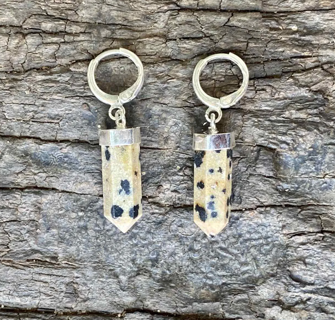 Dalmatian Jasper Point Earring