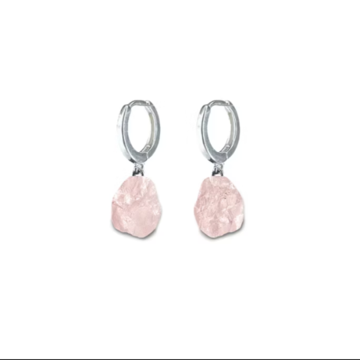 Rose Quartz Hoop Earring