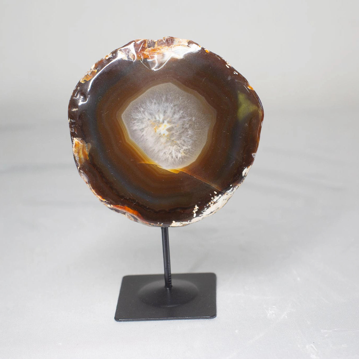 Rolled Agate on Black Metal Base