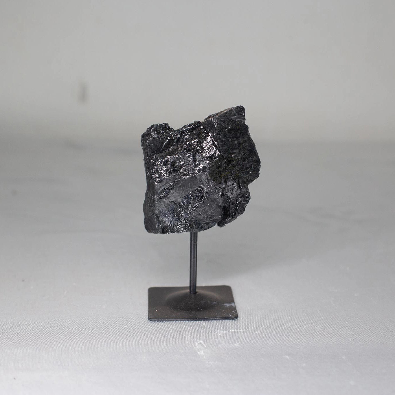 Black Tourmaline on Black Metal Base