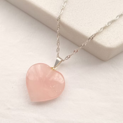 Pink Quartz Medium Heart Pendant