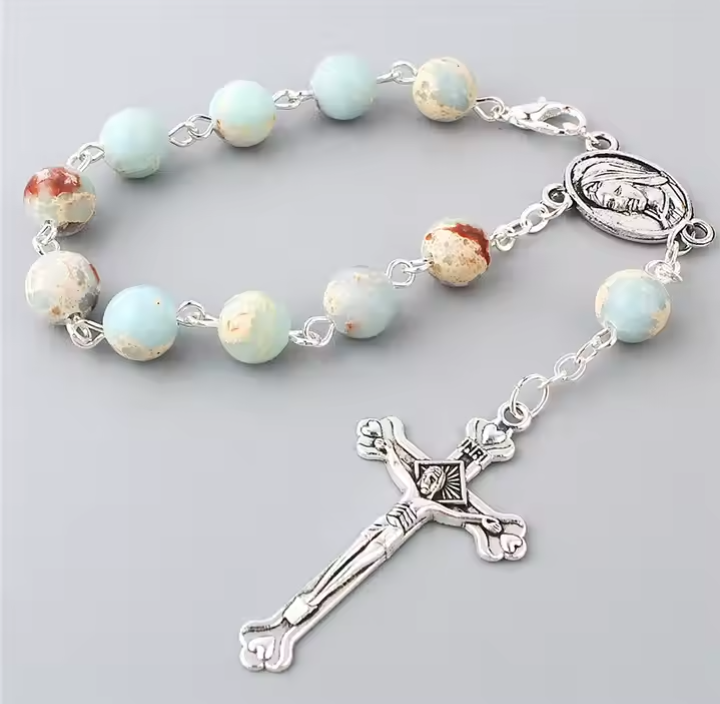 Imperial Jasper Natural Stone Rosary Bracelet