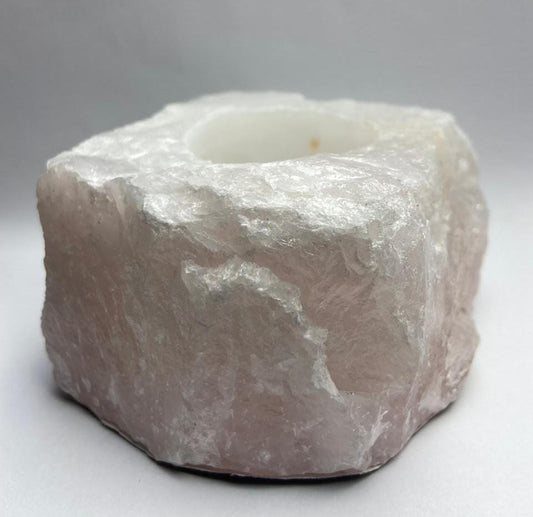 Natural Raw Rose Quartz Candle Holder