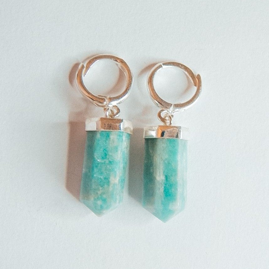 Amazonite Tip Hoop Earring